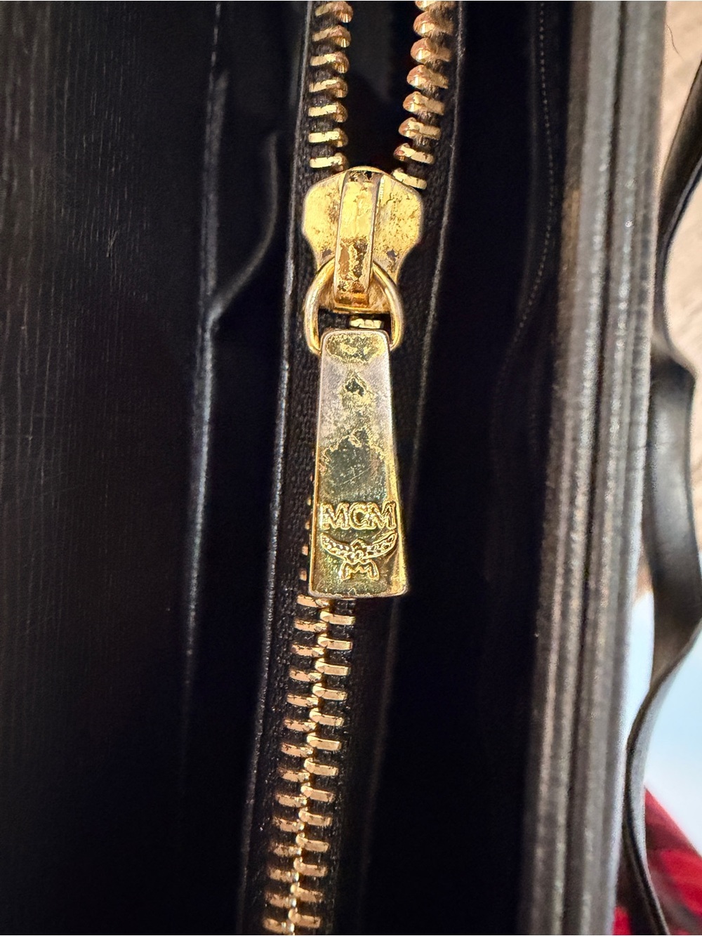 MCM Black Leather Gold-Accent Tote - Picture 10 of 16